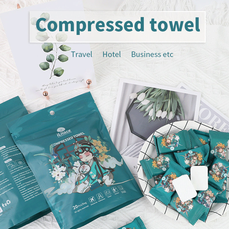 1 Pack(20pcs) Compressed Towels, Compressed Towels for Camping, Compressed Cotton Candy-Like Mini Towel, Disposable Face Compressed Towels, Camping Towels, Sports,20PCS(28×28cm)