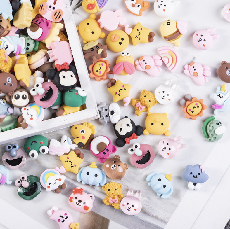 [MINI CHARMS]Cartooon Animal Resin Accessories Random AND Customise Mix DIY Mobile Phone Cover Patch for scoops