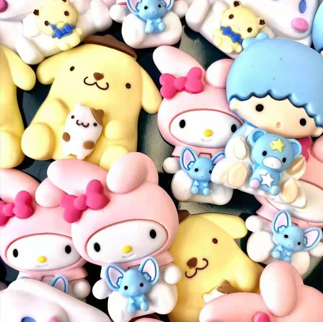 Cinnamoroll My Melody Plush Toy Cute Pochacco Pompompurin Dog Stuffed Animals Soft Doll Baby Girls Kids Toys Gifts Cinnamorol DIY Decoration Charms Accessories 5 Scoops (10pcs) In A Pack