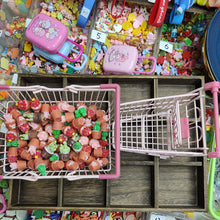 Load image into Gallery viewer, 【TROLLEY AND BASKET】mini size of trolley and basket mini shopping cart pink
