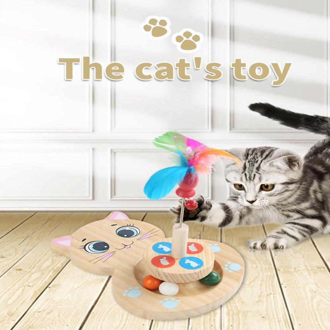 Cat Ball Track Cat Toys Safety Material Wooden Natural Cat Toy of Play Circle Track with Moving Balls Satisfies Kitty's Hunting, Chasing & Exercising Needs Pet Supplies