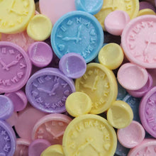 Load image into Gallery viewer, (90pcs) Mixed Mickey Pan Clock Resin Accessories Cream Glue DIY Mini Charm Decoration For Handbag Mobile Phone Case Backpacks Etc
