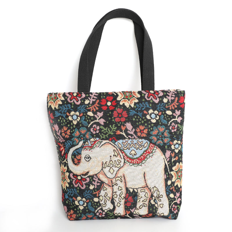 Hot Sale Embroidered Design Canvas Shoulder Bag Large Capacity Folk-custom Zipper Tote Bag Lady Working Handbags