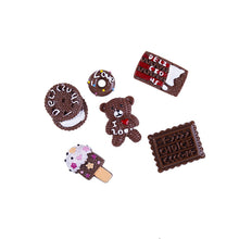 Load image into Gallery viewer, [105pcs] Resin Flatbacks Accessories DIY Simulation Food Play Chocolate Bear Biscuit Cream Ice Cream Donut Homemade Charm  Decoration for Phone Case Art Craft Decor
