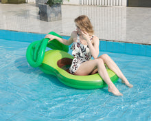 Load image into Gallery viewer, Inflatable Avocado Pool Float Floatie with Net Sunshader Water Fun Large Bed
