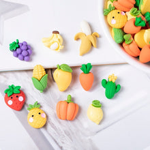 Load image into Gallery viewer, [155pcs] New Resin Flatbacks Accessories Cartoon Fruit And Vegetable Strawberry Banna  DIY Accessories Decor For Phone Case Hair Clip Art Craft Decor Accessories
