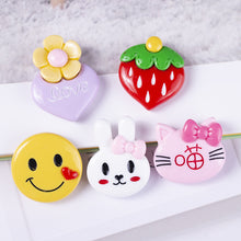 Load image into Gallery viewer, Resin accessories cute smiley strawberry diy cream glue mobile phone case cartoon patch rubber band hairpin accessories material
