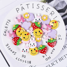 Load image into Gallery viewer, Resin accessories cute smiley strawberry diy cream glue mobile phone case cartoon patch rubber band hairpin accessories material
