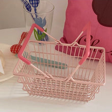 Load image into Gallery viewer, 【TROLLEY AND BASKET】mini size of trolley and basket mini shopping cart pink
