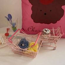 Load image into Gallery viewer, 【TROLLEY AND BASKET】mini size of trolley and basket mini shopping cart pink
