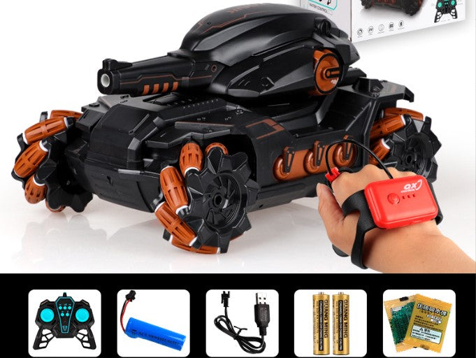 RC Tank Car,Shooting Water Bullets Remote Control Car,2.4 Ghz Gesture Sensing 4WD Battle Stunt Car with 60000 Water Bomb,360°Rotating Precision Shooting, Toy Birthday Gifts for 6-15 Kids